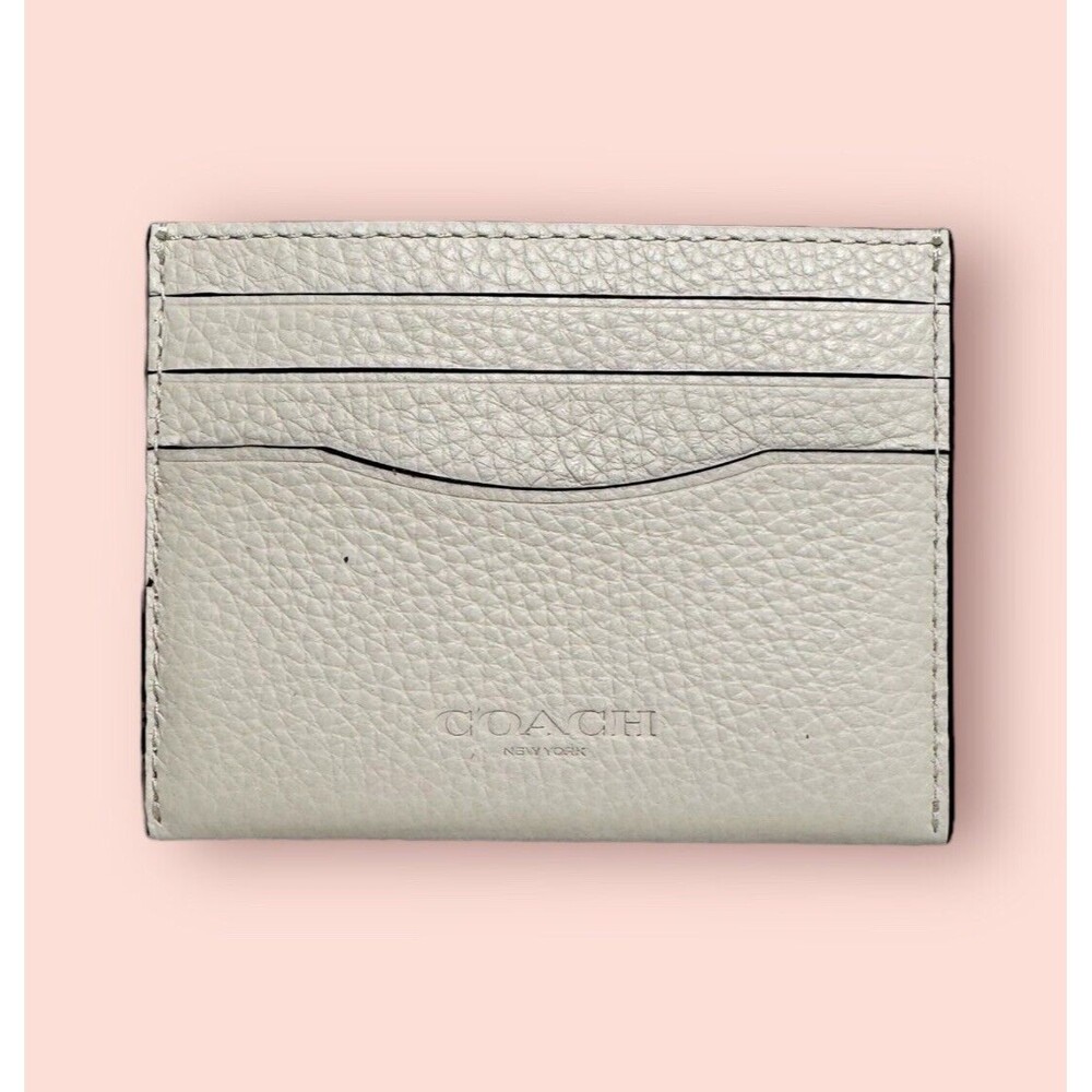 Coach  Slim Card Case Chalk Pebbled Leather NWT $78